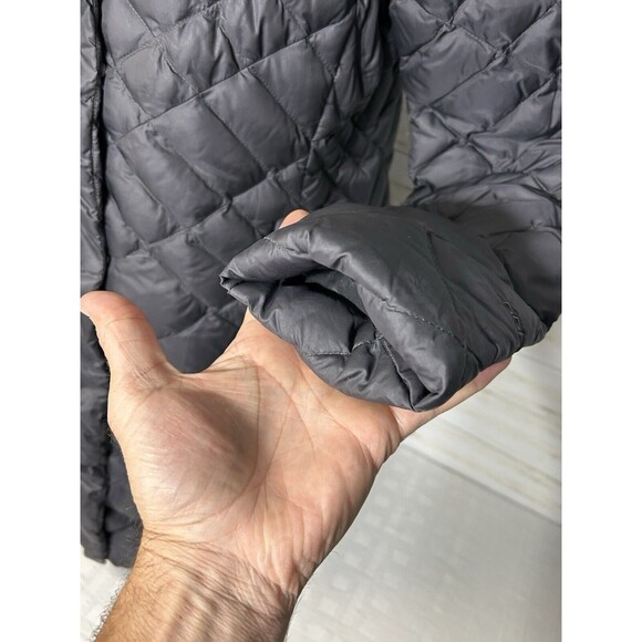 The North Face Womens Jacket Gray LARGE Goose Down Fill Quilted Long Puffer Coat - Picture 5 of 16